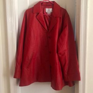Vintage Red Leather Coat